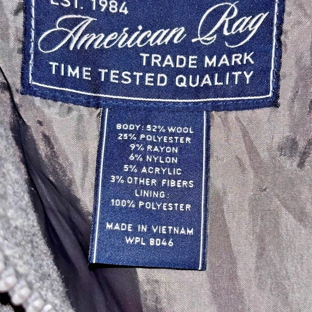 American Rag CIE 1984 Wool Blend Hooded Jacket Mens Large Gray Full Zip Coat